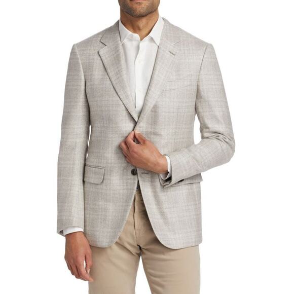 $5995 NWT Ermenegildo ZEGNA Chevron Cashmere Wool Blend Windowpane Sportcoat 42R